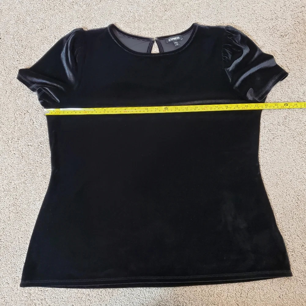 Express Velvet Black Puff Sleeve Top Size XL Black - Picture 7 of 7
